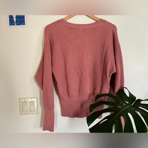 Free People Allure Ribbed V-Neck Crop Sweater XS NWOT 100% Cotton - Picture 6 of 13